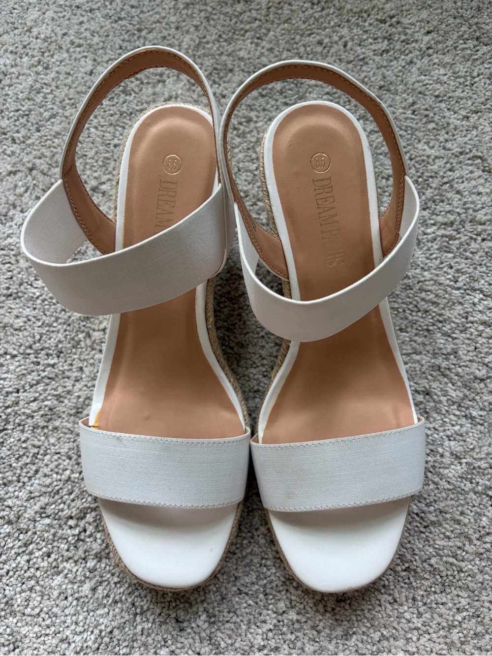 Dream Pairs Off-White Elastic Strap Wedge Sandals